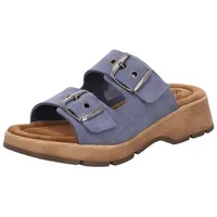 Rohde Damen Leder Pantoletten Clogs Schnalle Licata 6262, Größe:39 EU, Farbe:Blau - 39