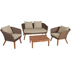 Garden Pleasure Sitzgruppe Arona sand, braun Kunststoff, Metall, 12-teilig