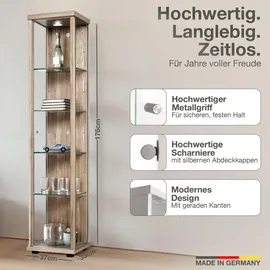 K-Möbel Glasvitrine C1014 176 x 37 x 33 cm Braun