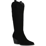 VAN HILL Damen Cowboystiefel in Schwarz Velours - Schwarz