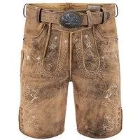 FUCHS Trachtenlederhose Lederhose kurz Peter sand (2-tlg) inkl. Gürtel braun 56