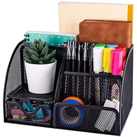 Iso Trade Schreibtisch-Organizer 6 Ablagefächer 1 Schublade Mesh Schwarz