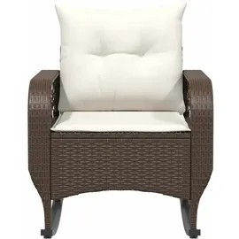 vidaXL Garten-Schaukelstuhl mit Kissen Braun Poly Rattan, Gartenstuhl, Gartensessel, Outdoor-Schaukelstuhl, Schaukelsessel, Schwingsessel