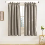 KGORGE Thermovorhang Kälteschutz mit Kräuselband Schlafzimmer 2er Set 175 x140 cm(HxB) Thermo Gardinen Blickdicht Verdunklungsvorhänge Schienensystem Wohnzimmer, Sandfarben