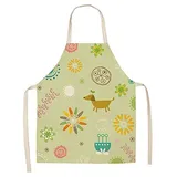 Kittelschürze Damen Matcha Grünes Tier Kochschürze Kinder Baumwolle Leinen Kinderschürze Verstellbare Kochschürze Damen Waschbar Schürze Kinder Herren Langlebig Küchenschürze Mädchen 55x68cm - 55x68cm