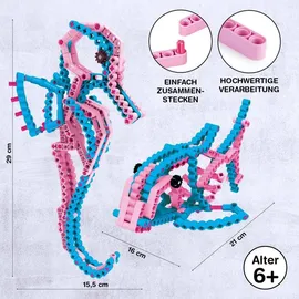 cbionic Flexibles Klemmbaustein-System 2-in-1 Seepferdchen 128-tlg.