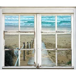 Wandsticker QUEENCE "Weg ins Meer", beige (natur), T:0,1cm, Wandtattoos, Wandsticker, Wandbild, selbstklebend, Meer, Wasser