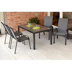 Garten-Essgruppe MERXX "Amalfi", grau (graphit, grau), Polyester, Aluminium, Polyester, Sitzmöbel-Sets