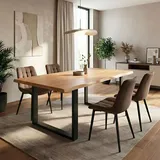 Krok Wood Esstisch Dublin aus Massivholz mit Metallbeine Buche 200 x 90 x 75 cm