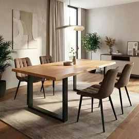 Krok Wood Esstisch Dublin aus Massivholz mit Metallbeine Buche 200 x 90 x 75 cm