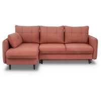 Siblo Ecksofa Modernes, ausklappbares Ecksofa Arria mit Schlaffunktion - bequemes Ecksofa - stilvolles Ecksofa - Bettzeugbehälter - Holzbeine - Wohnzimmer rot