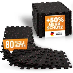 Bodenschutzmatte Set – 80 Puzzlematten 120 Randstück – Naturkautschuk Bodenmatte EINHEITSGRÖSSE