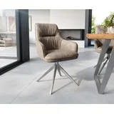 DeLife Polsterstuhl Zelia-Flex Mikrofaser Taupe Vintage