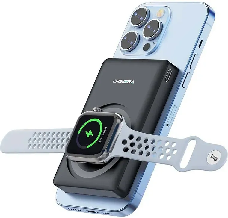 DigiEra Magnetische Kabellose Powerbank 5000mAh, 20W Schnelllade-Powerbank mit MagSafe-Kompatibilität, Magnetischer Tragbarer SSD-Modus, USB-C Ein-/Ausgang, Kompakter Ersatzakku für iPhone
