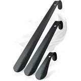 Carry Edberg® Metall Schuhlöffel 3 Stück (42, 29, 15 cm) stabil schwarz | Lang & Mittel & Kurz | Edelstahl-Schuhanzieher 3er Set