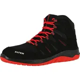 ELTEN Sicherheitsschuhe MADDOX black-red Mid ESD S3, Herren, Textil, Stahlkappe, leicht, Schwarz/Rot, Größe: 47