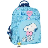 Safta SNOOPY Love Mini-Rucksack für den täglichen Gebrauch, ideal für Kinder verschiedener Altersgruppen, bequem und vielseitig, Qualität und Widerstandsfähigkeit, 25 x 13 cm, hellblau, M, Casual