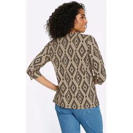 Classic Basics 3/4-Arm-Shirt CLASSIC BASICS "3/4-Arm-Shirt", Damen, Gr. 54, beige, schwarz, bedruckt, 100% Baumwolle, gemustert, mehrfarbig, Rundhals, Shirts 3/4-Arm-Shirt