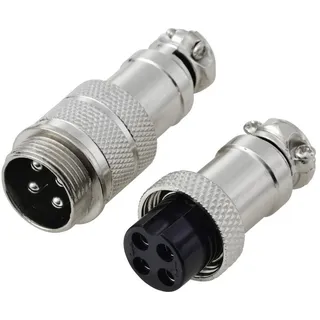 TRU Components TC-13895604 Rundsteckverbinder Stecker, Buchsenkontakt Gesamtpolzahl: 4 Serie (Rundsteckverbinder): GX16 1 Set