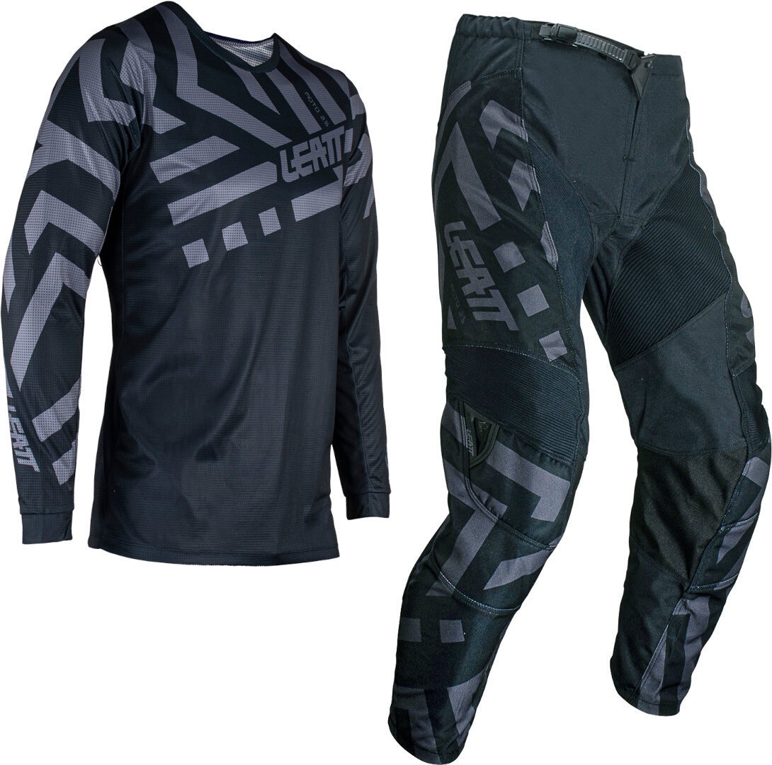 Leatt 3.5 Ride Pattern 2024 Motorcross Jersey en Broek Set, zwart-grijs, XS