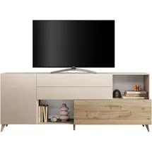 Home Affaire Sideboard HOME AFFAIRE "Monaco in Breite 241 cm, Anrichte mit Tür, Klappe und 2 Schubkästen", weiß (cashmere, eiche cadiz nb), B:241cm H:94cm T:42cm, Sideboards, Sideboard, Stauraumschrank – sanftes Schließen, edles Design, viel Platz