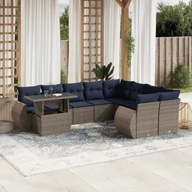 vidaXL Gartensofa-Set 10-tlg. grau Polyrattan
