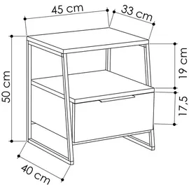 Livetastic Beistelltisch Lisbon, Eiche, 40x50x45 cm, Stauraum, einfacher Aufbau, Wohnzimmer, Wohnzimmertische, Beistelltische