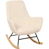 Mendler Schaukelstuhl HWC-N13, Schwingstuhl Relaxsessel Fernsehsessel, Massiv-Holz Metall Stoff/Textil 320g/m2 creme