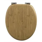 Woltu WC-Sitz Toilettensitz mit Absenkautomatik, MDF Holzkern, Softclose Scharnier, Antibakteriell, Desgin Décor, Bambus Look