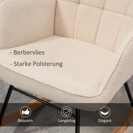 Homcom Schaukelstuhl in Berbervliesoptik Armlehne Holzkufen