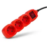ENTAC Steckdosenleiste 1,5 m Rot 3 St.