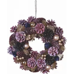 WDMT Ländlicher Weihnachtskranz - Goldene Beeren | ø 30 cm | Kranz ländlich rund | Kränze | Gold