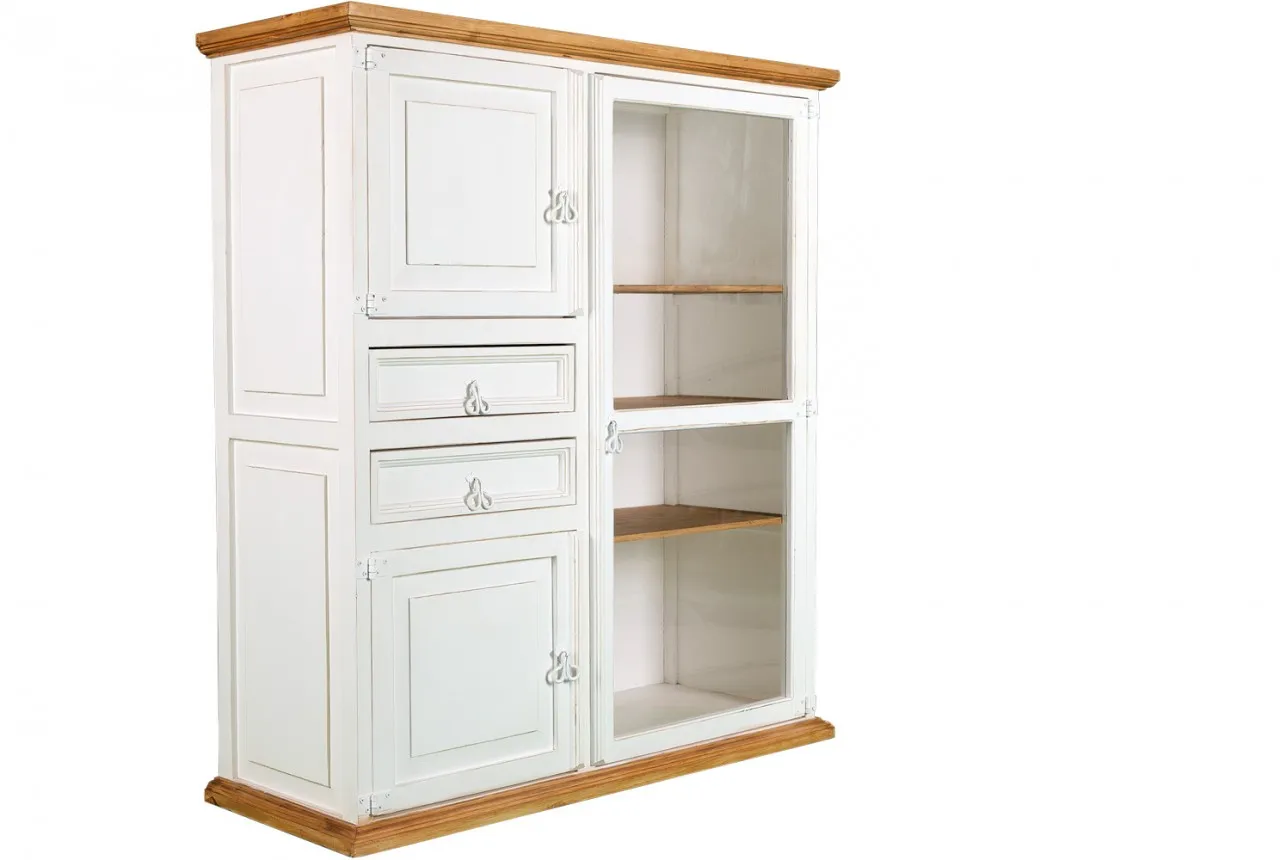 Highboard - Schrank - Pinie - weiß - honigfarbig - Landhausstil - Handarbeit