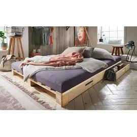 Massivholz Palettenbett 140 x 200 cm Braun