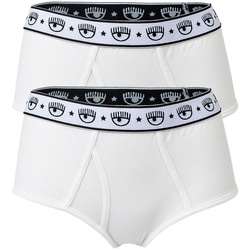 CHIARA FERRAGNI Damen Brief 2er Pack - Slips, Cotton Stretch, Logobund, uni Weiß XS