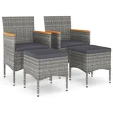 vidaXL Gartenstuhl 4-tlg. Gartenstuhl und Hocker Set 56,8 x 91 x 31,3 cm grau 4 St.