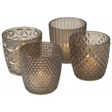 Spetebo Teelichthalter Marilu Glas Transparent/Grau