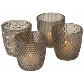 Spetebo Teelichthalter Marilu Glas Transparent/Grau
