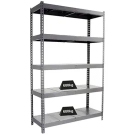 Proregal Schwerlastregal Metal Beast Five HxBxT 200 x 150 x 60 cm Fachlast 600 kg Grau