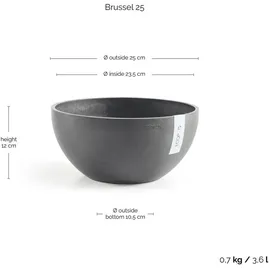 Ecopots Pflanzschale Brussels Grau 25 cm