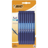 Bic Soft Feel Click Grip Kugelschreiber, 1,0 mm einziehbare Spitze, Soft-Touch Gummigriff, blau, 15 Stück