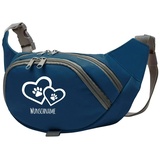 Tierisch-tolle Geschenke Hundesport Bauchtasche Leckerlie-Tasche mit 2 Herzen, 2 Pfoten und Wunschnamen personalisiert | Hundetraining | Leckerlie Beutel (Blau/Weiß)