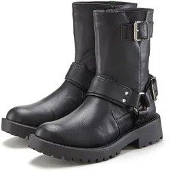Bikerboots, mit trendigen Zierschnallen, Stiefel, Stiefelette, Gr. 42, schwarz, , 75802517-42