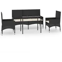 vidaXL Polyrattan Lounge Set 4-tlg. schwarz/weiß inkl. Kissen 319504