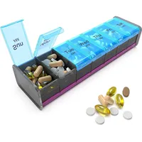 Große Tablettenbox 7 Tage morgens abends – XL Pillendose 2 Fächer Beidseitige Pillenbox für eine Woche Medikamentenbox 14 Tage Groß Tabletten Organizer Wochen Medikamenten Supplement Pill Box