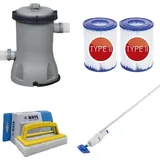 Bestway - Poolsauger AquaReach & Filterpumpe 2006 L/u & 2 Filter Typ II & WAYS Scheuerbürste