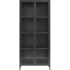 [en.casa] Vitrinenschrank Säkylä 180 x 80 x 35 cm Schwarz