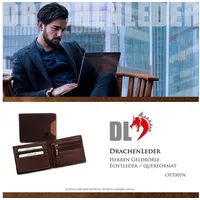 Drachenleder Echtleder Herren Portemonnaie Geldbörse braun 12x9,5x2,5cm OPT001N