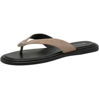 Tamaris Damen Zehentrenner Pantolette flach Leder, beige, 39 EU - 39 EU