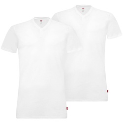 LEVI'S Herren T-Shirts, 2er Pack - V-Ausschnitt, Kurzarm, einfarbig Weiß M